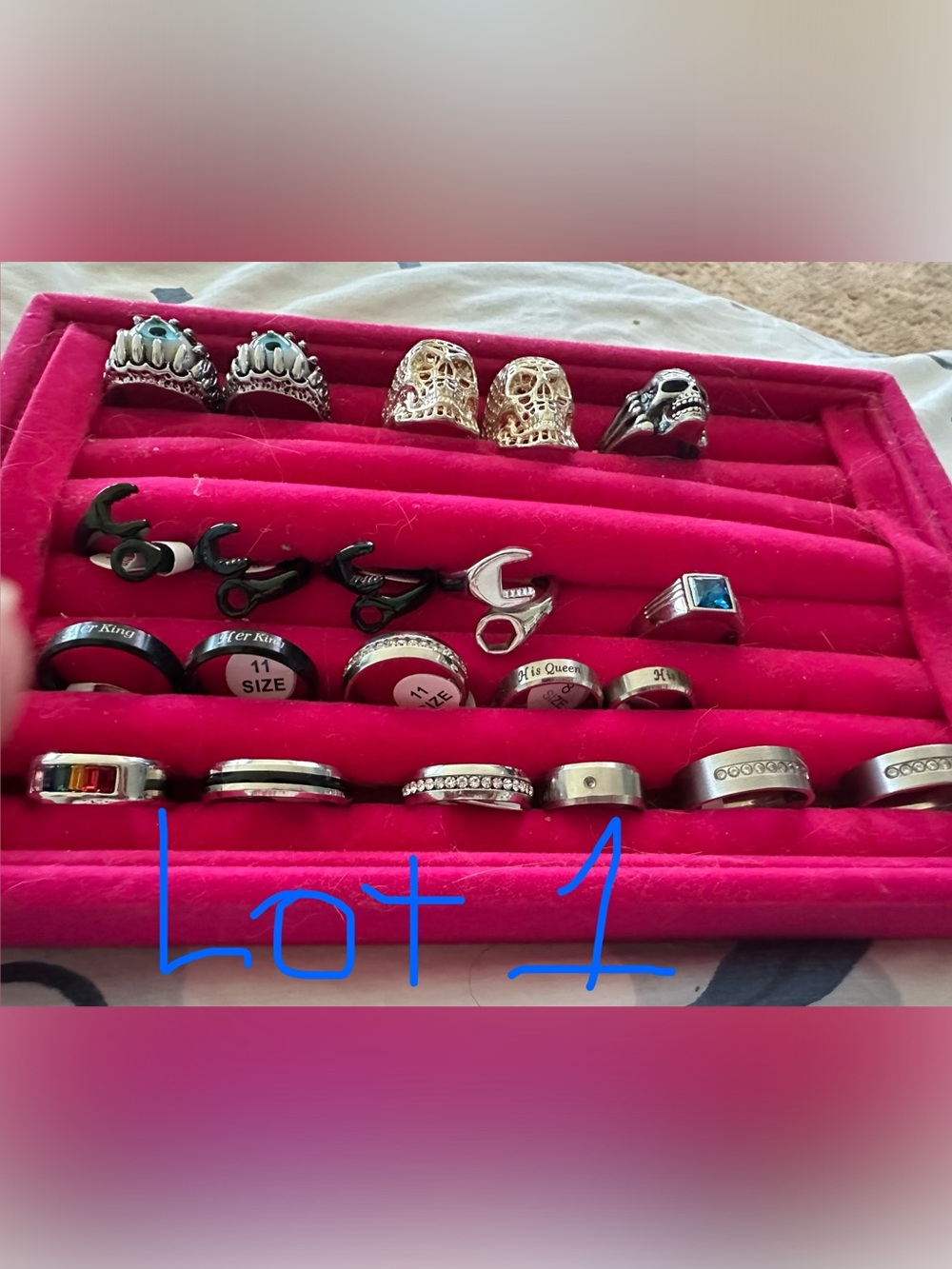 Mixed Silver Tone Ring Set with Gemstone Accent stainless steel, titanium.
